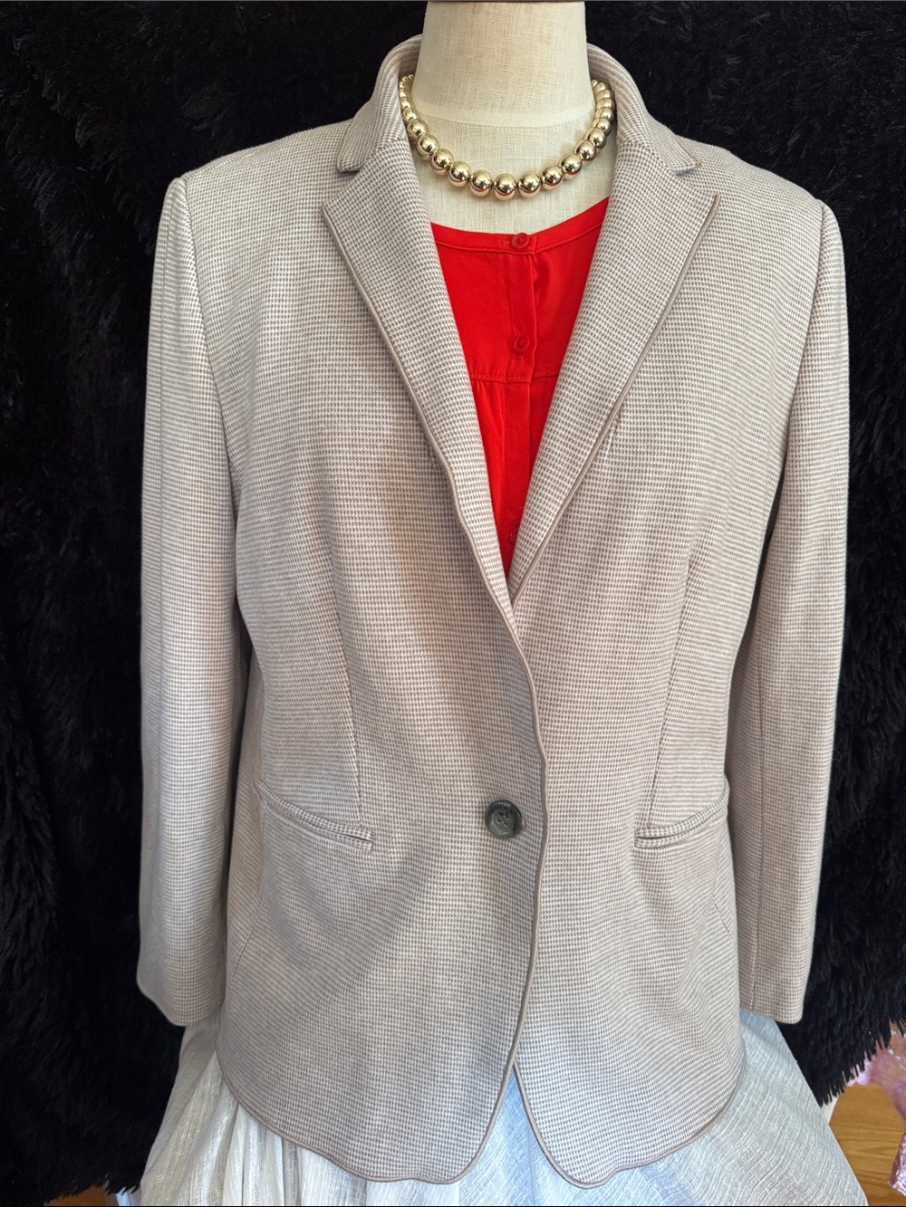 Ann Taylor Light Cream/Beige Single-Button Blazer
